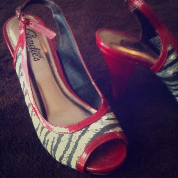 Candie's red zebra print heels