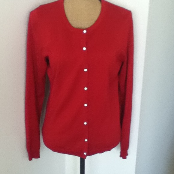 Red Lurex Cardigan Sweater