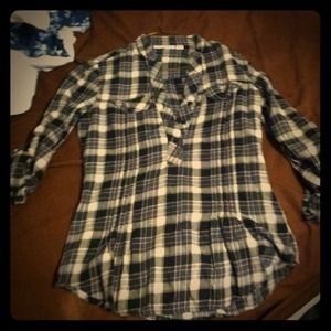 Black purple and gray plaid shirt