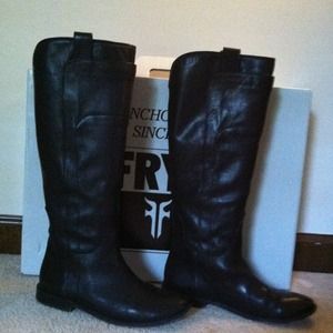 Frye black leather riding boots