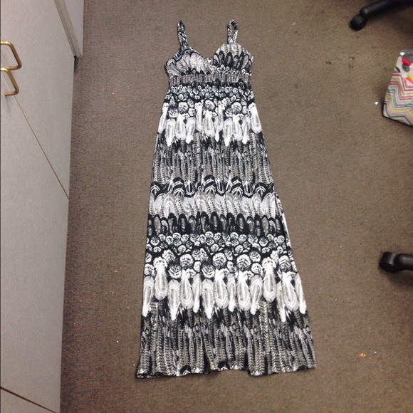 Black and white patterned maxi dress