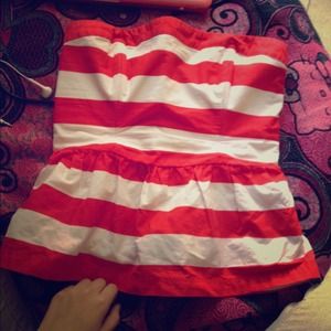 Striped strapless cute shirt