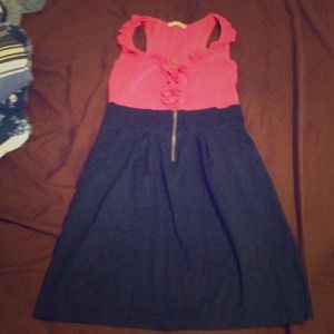 Pink and navy fitted dress