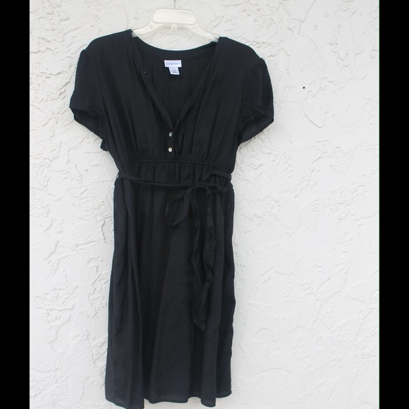 All black maternity dress.