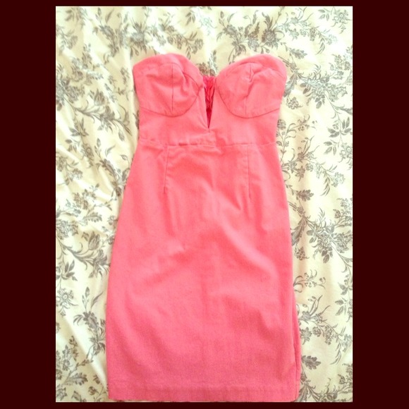 Hot pink deep v neck dress size small