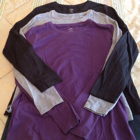 SOLD-RESERVED-Long-Sleeved Tees, Set of 3