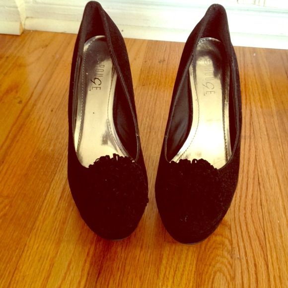 Faux suede heels