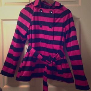 Pink/Black Trench Coat / New W/ Out Tags