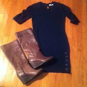 Navy sweater dress