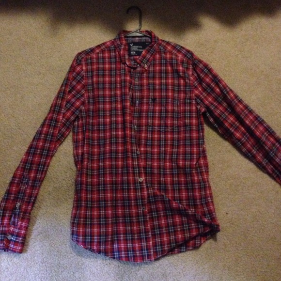 Boys Red blue and white button down