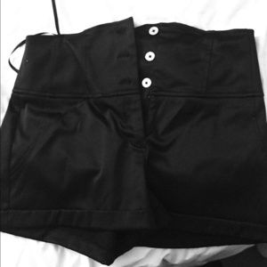 Sexy silky and Dressy black high waisted shorts