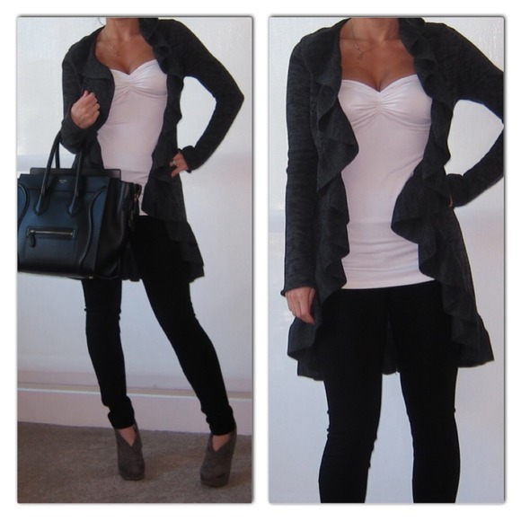 Mickie D Sweaters - NEW Grey ruffle cardigan