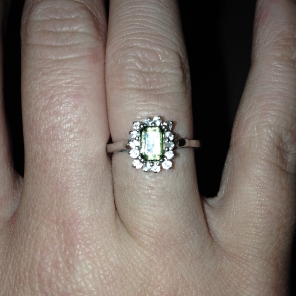 Green stone / Diamond ring - Picture 4 of 4