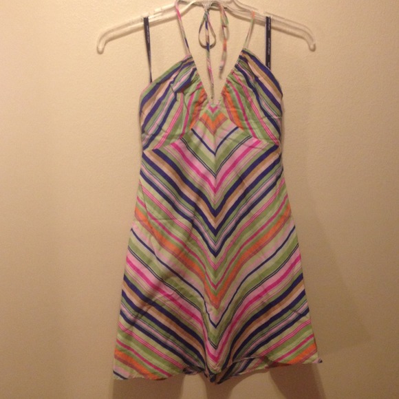 Bright striped halter sundress by Tailor New York