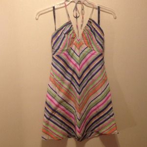 Bright striped halter sundress by Tailor New York