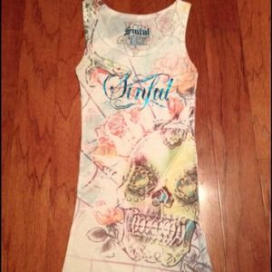 Sinful tank top with big skulls