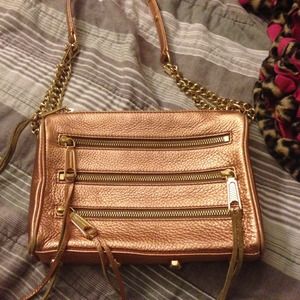 Rose Gold Rebecca Minkoff 5 zip mini