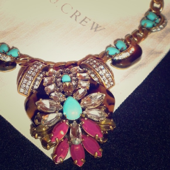 HP J. Crew Tortoise & Turquoise Statement Necklace
