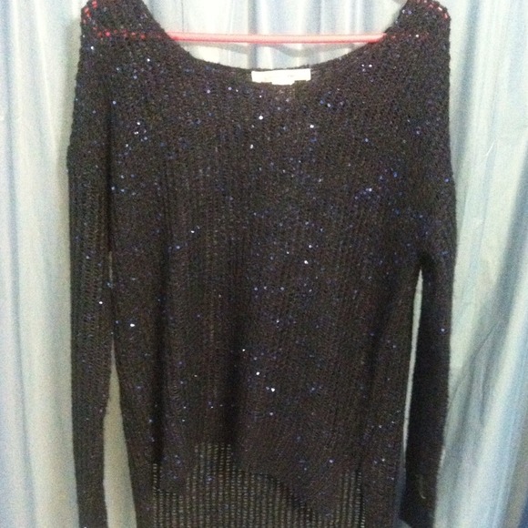 Navy blue and blue sequined sweater