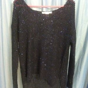 Navy blue and blue sequined sweater