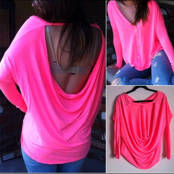 LF Emma & Sam Tops - RESERVED LF Hot Pink Open Back Cardigan