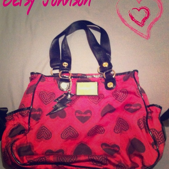 Betsey Johnson Pink and Black Oversized Tote