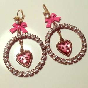 Betsy Johnson pink cheetah earrings