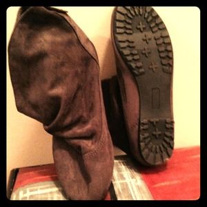 Gray flat booties/moccasins