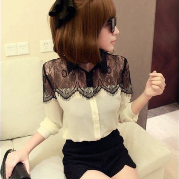 Vintage lace long sleeve shirt - Picture 1 of 2
