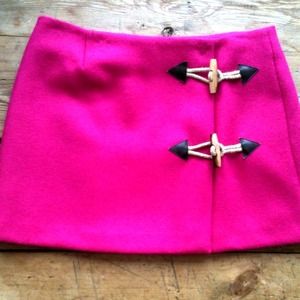 Pink wool mini skirt with floral lining