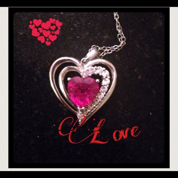 CHRISTMAS gift!! Sterling silver ruby red necklace