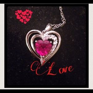 CHRISTMAS gift!! Sterling silver ruby red necklace