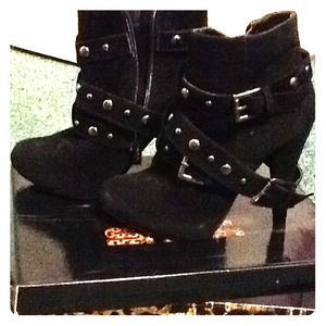 All black with silver studs.