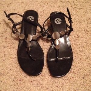 Black sandals w silver accents