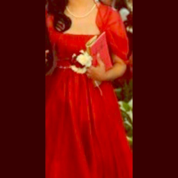 Red bridesmaid or prom gown