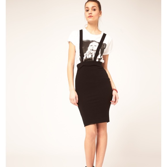 🚨SOLD🚨ASOS Pencil Skirt with Braces in Black - Picture 1 of 2
