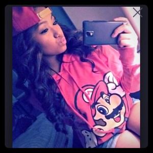 Red super Mario crop hoodie