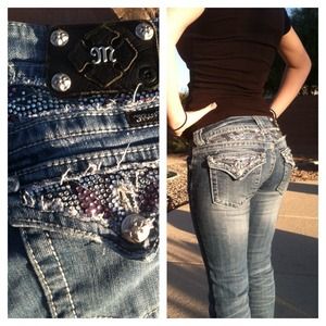 Purple and Silver Miss Me Jeans