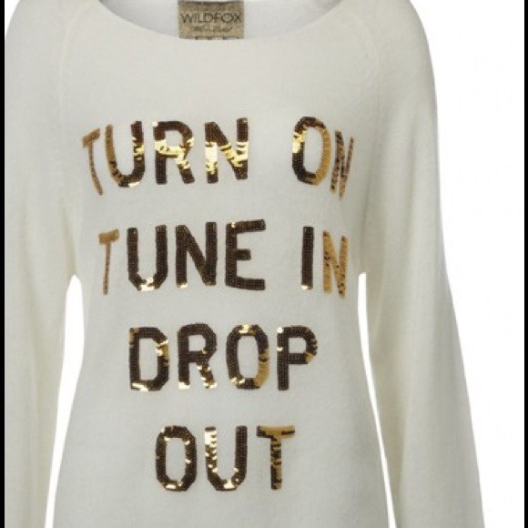 Wildfox white label cream and gold sequin sweater - Picture 2 of 3