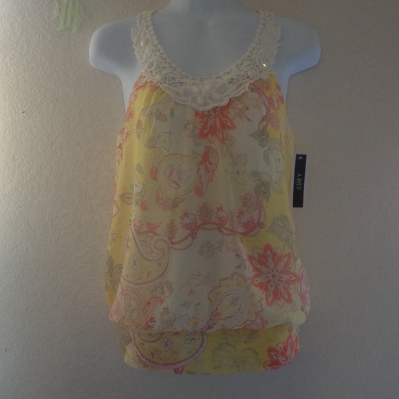 Yellow florals print top