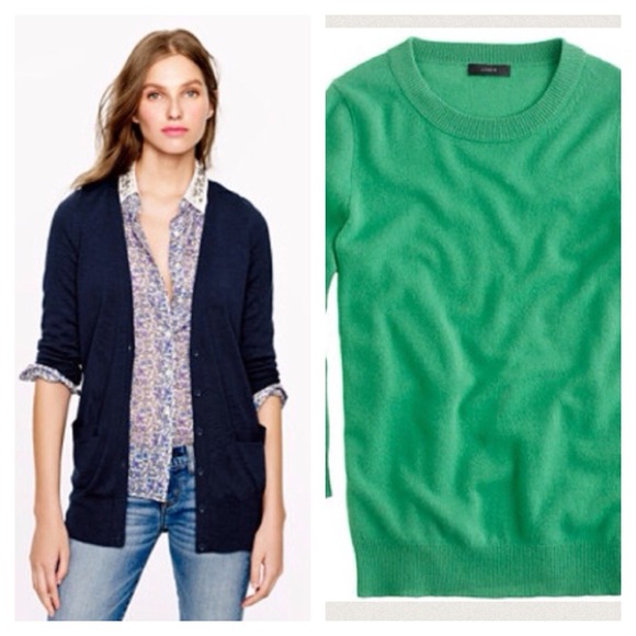 J. Crew Sweaters - Jcrew Kelly green tippi sweater + navy cardigan