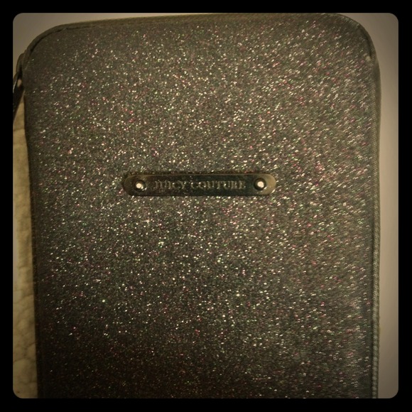 Juicy Couture Black glitter E-reader case. Plush!