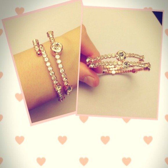 TWO Rose Gold plated Rhine stones bangles - Picture 1 of 2