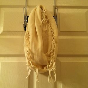 BOGO Cream Knit Infinity Fringe Scarf