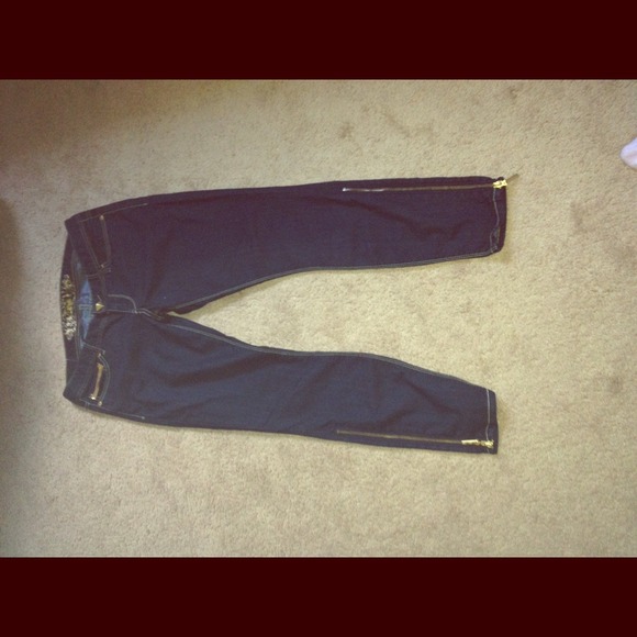 Express dark wash skinny jeans