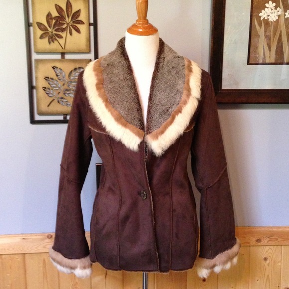 seventh avenue Outerwear - SUEDE LEATHER Jacket With Real RABBIT fur
