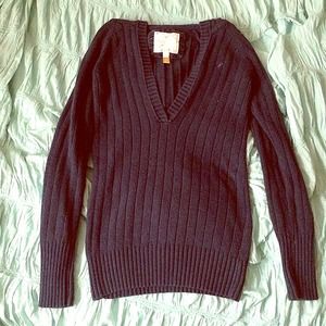 American Eagle Navy Blue V neck hooded sweater