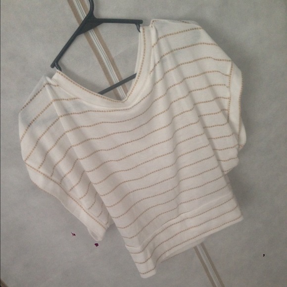Gold n white stripe top