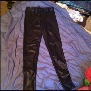 Black leather leggings