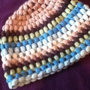 Handmade beanie blue green brown